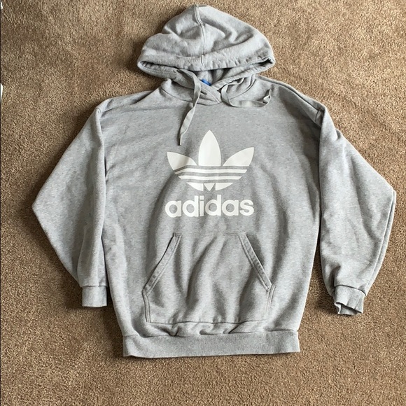 Adidas Trefoil Gray Hooded Sweatshirt - Picture 2 of 3